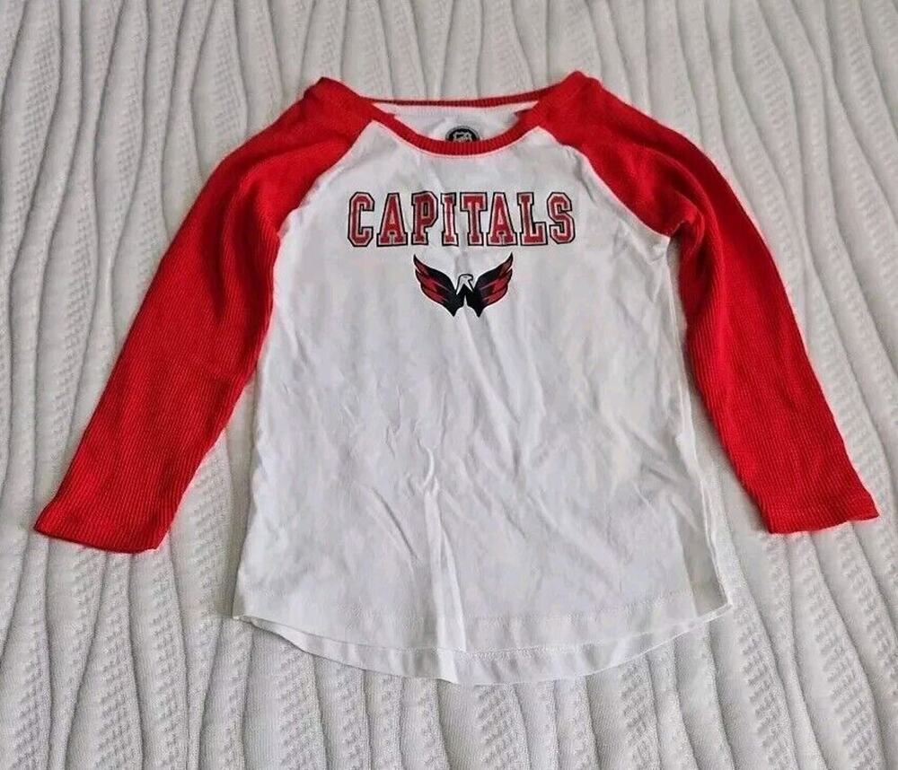 NHL Washington Capitals Hockey Kids Youth Long Sleeve T Shirt Size Large 10/12